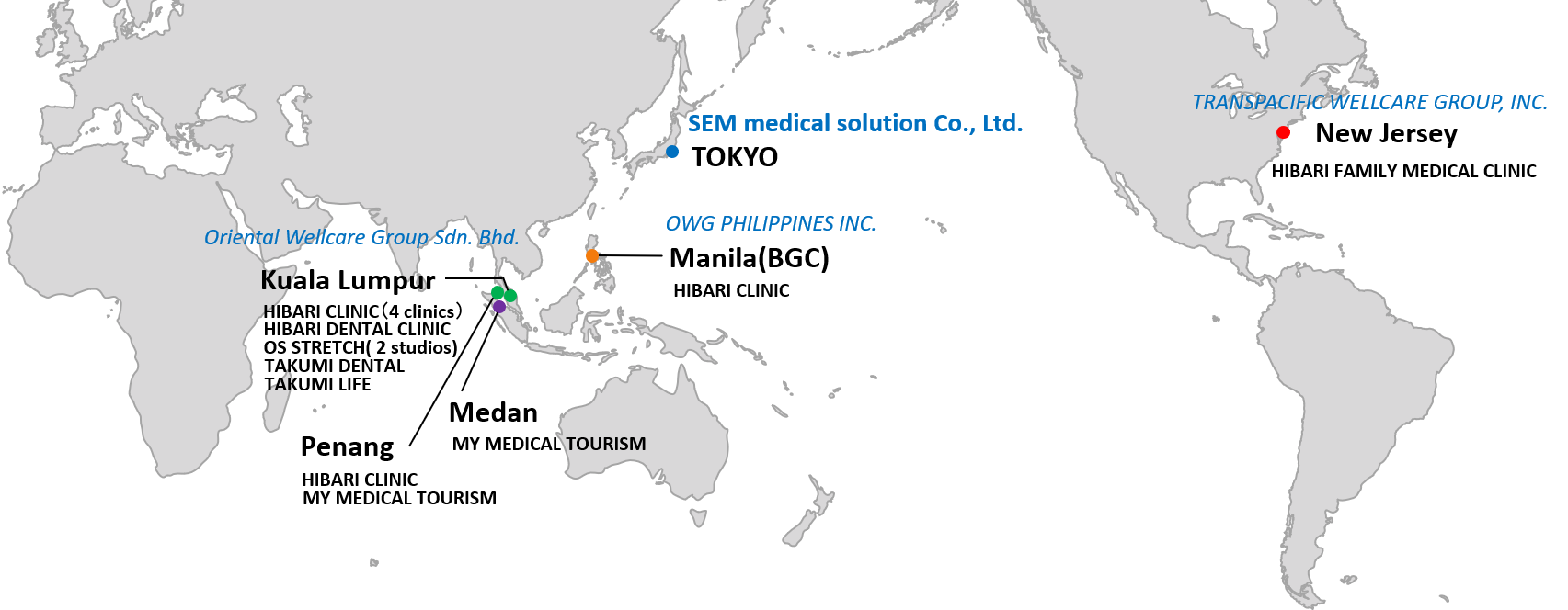 海外子会社の分布図